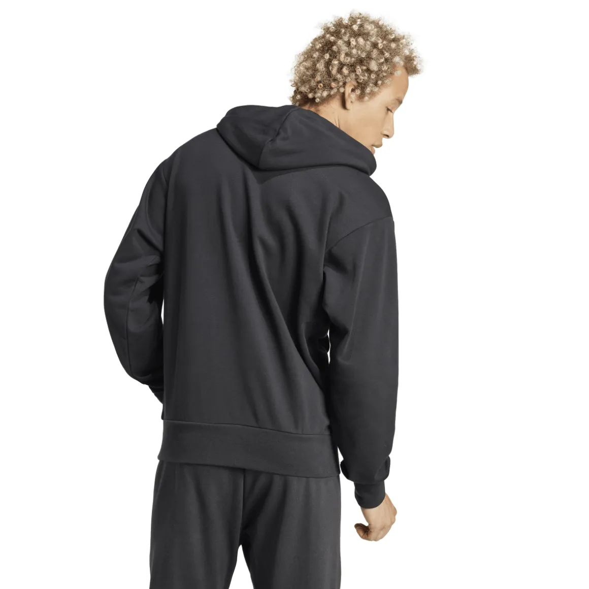Felpa nera da Uomo con cappuccio e logo adidas