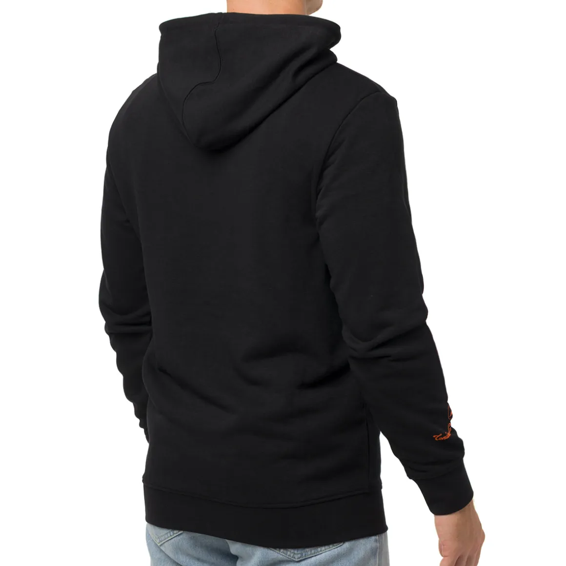 Felpa nera da Uomo con cappuccio e logo arancione Tonino Lamborghini