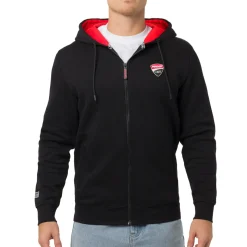 Felpa nera da Uomo con tasche e cappuccio Ducati Corse