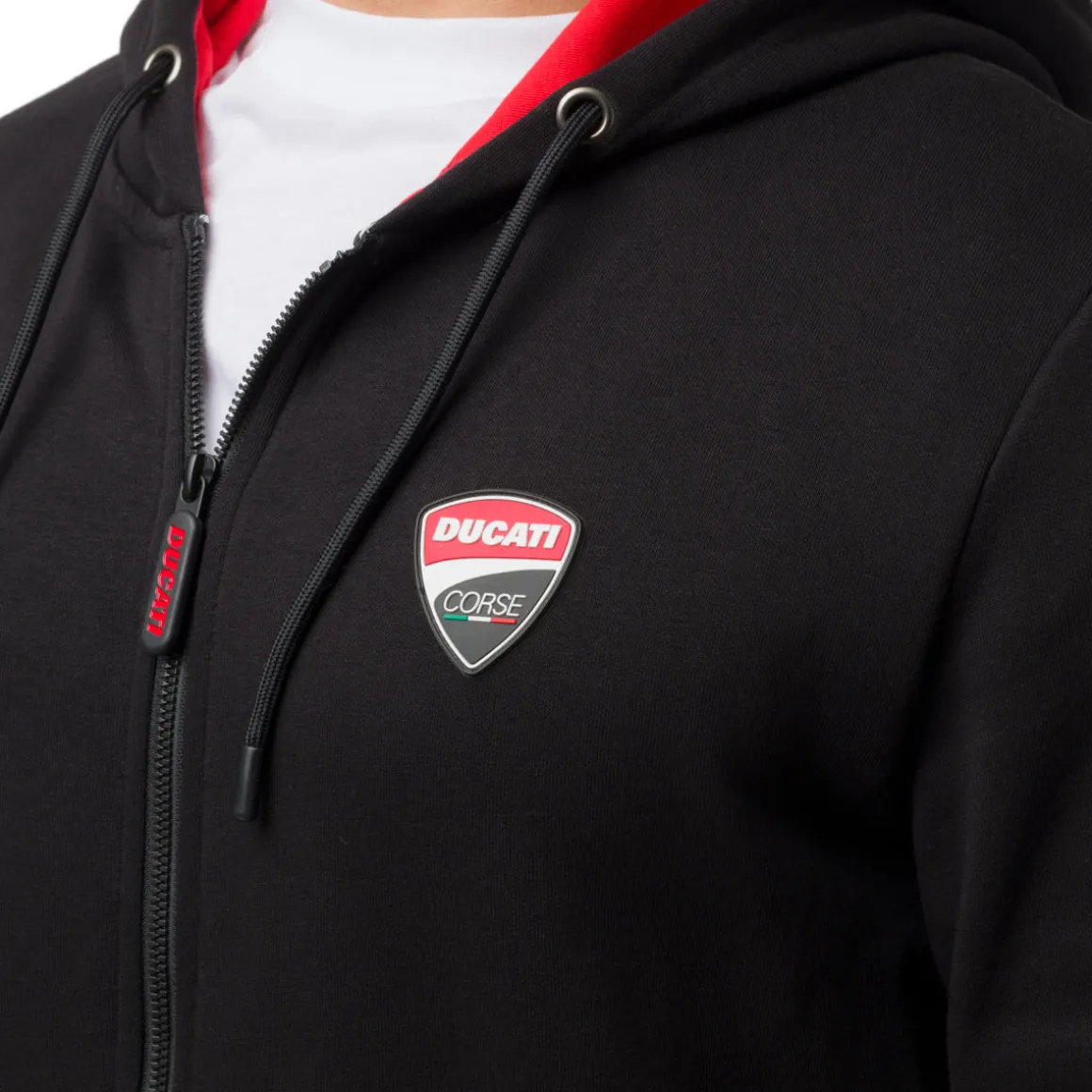 Felpa nera da Uomo con tasche e cappuccio Ducati Corse