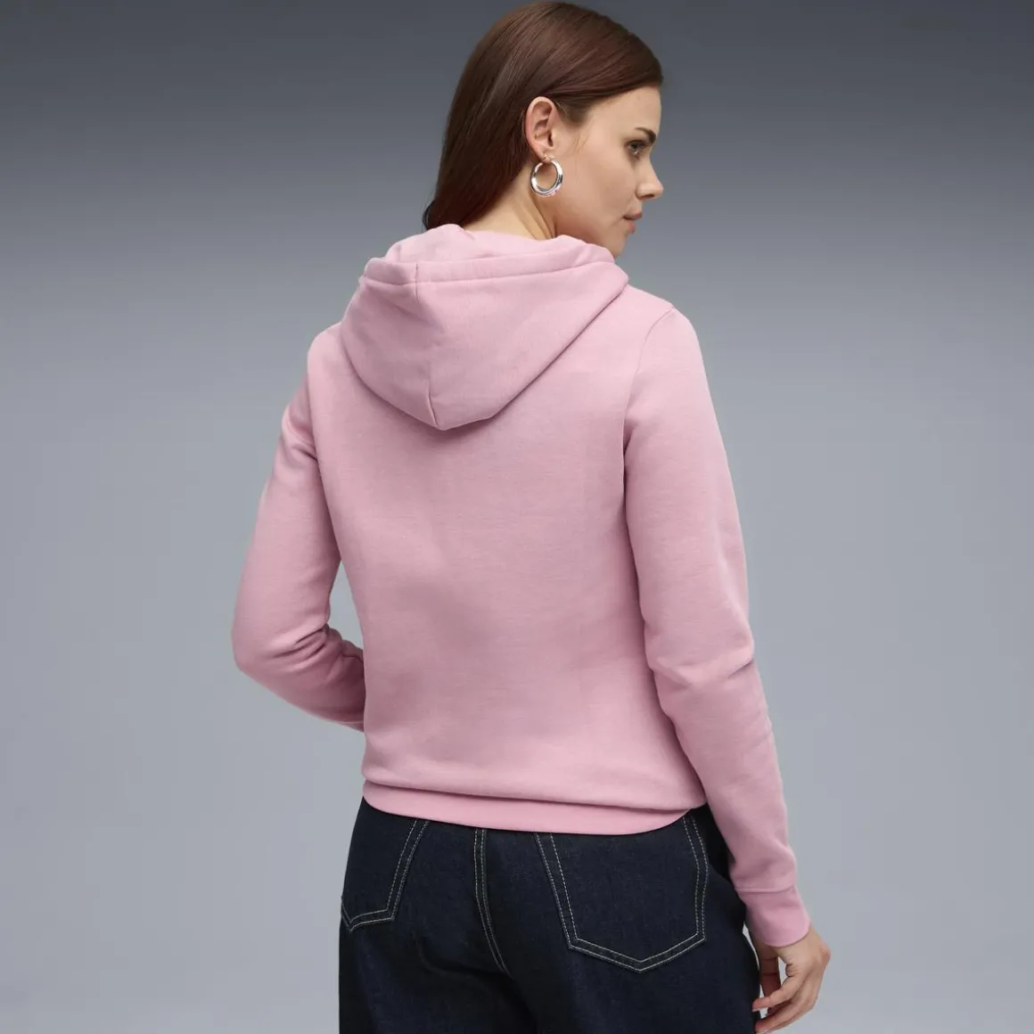 Felpa rosa con cappuccio e mega tasca da Donna Puma