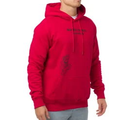 Felpa rossa da Uomo con stampa fronte e retro Super Mario