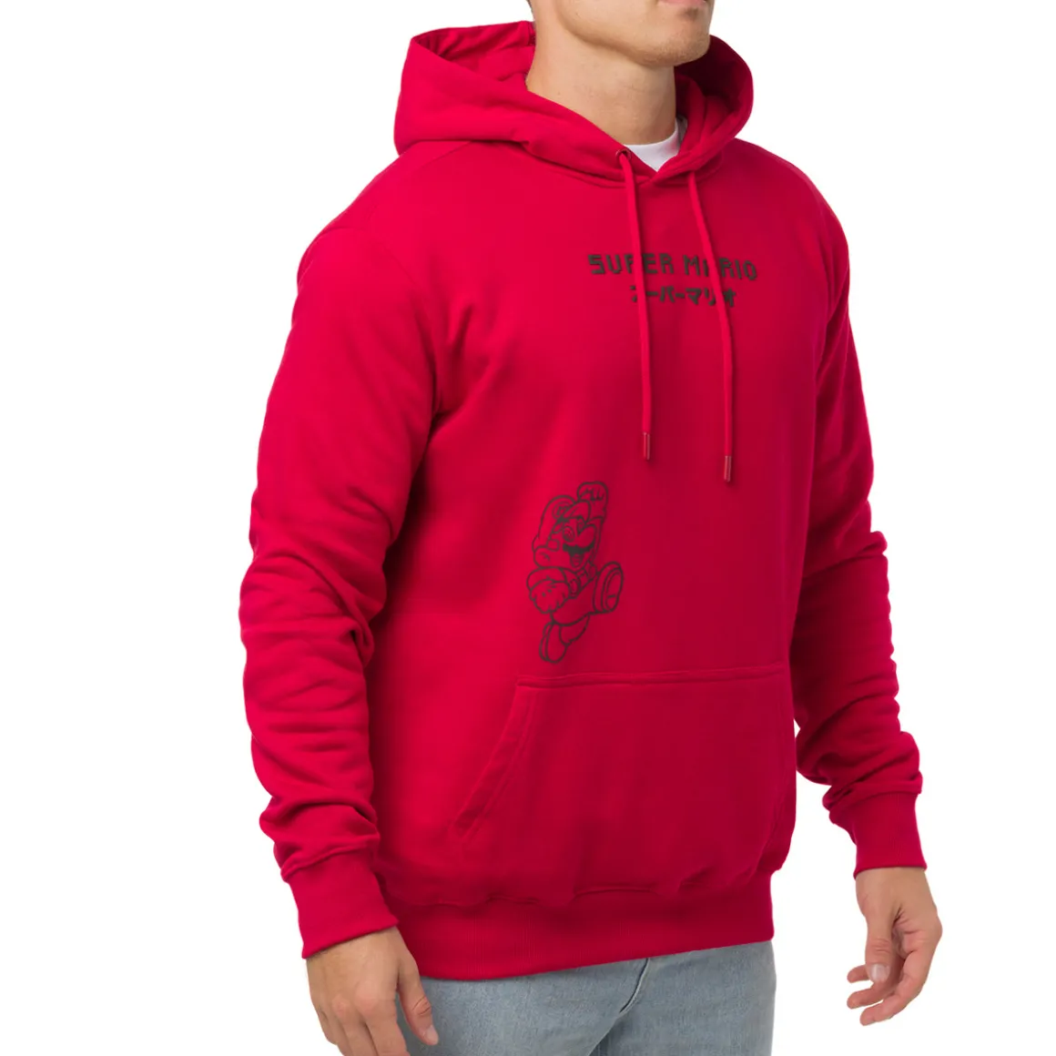 Felpa rossa da Uomo con stampa fronte e retro Super Mario