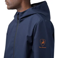 Giacca a vento da uomo Blu impermeabile con cappuccio e tasche Tonino Lamborghini
