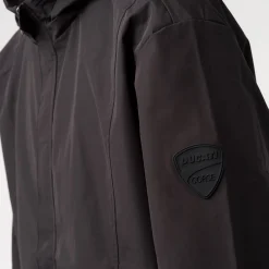Giacca a vento da uomo nera con tasche e cappuccio rimovibile Ducati Corse