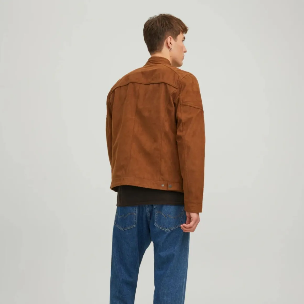 Giacca biker in similpelle marrone da uomo Jack & Jones