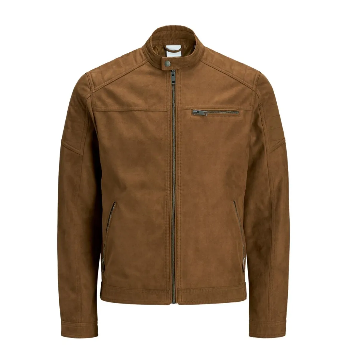 Giacca biker in similpelle marrone da uomo Jack & Jones