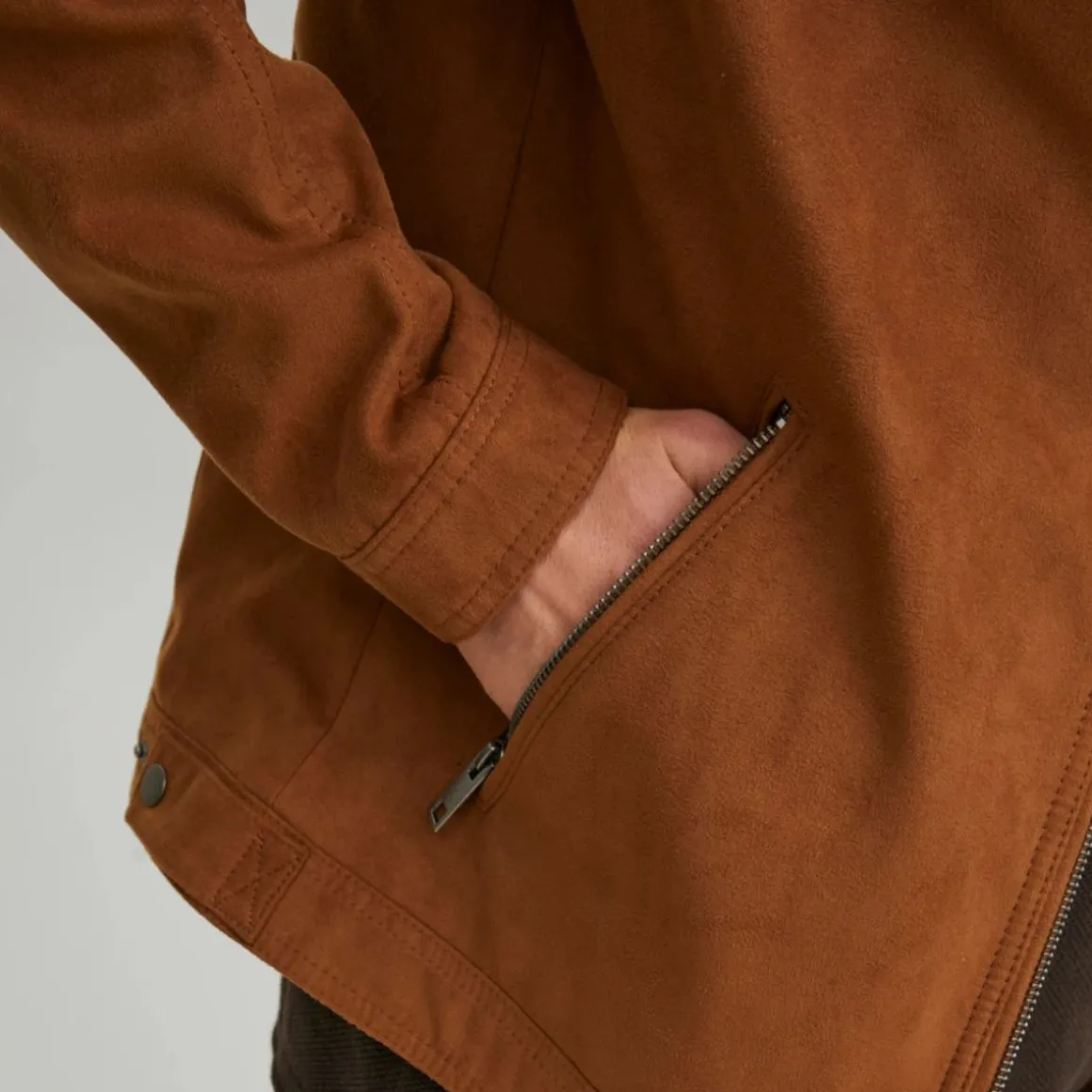 Giacca biker in similpelle marrone da uomo Jack & Jones