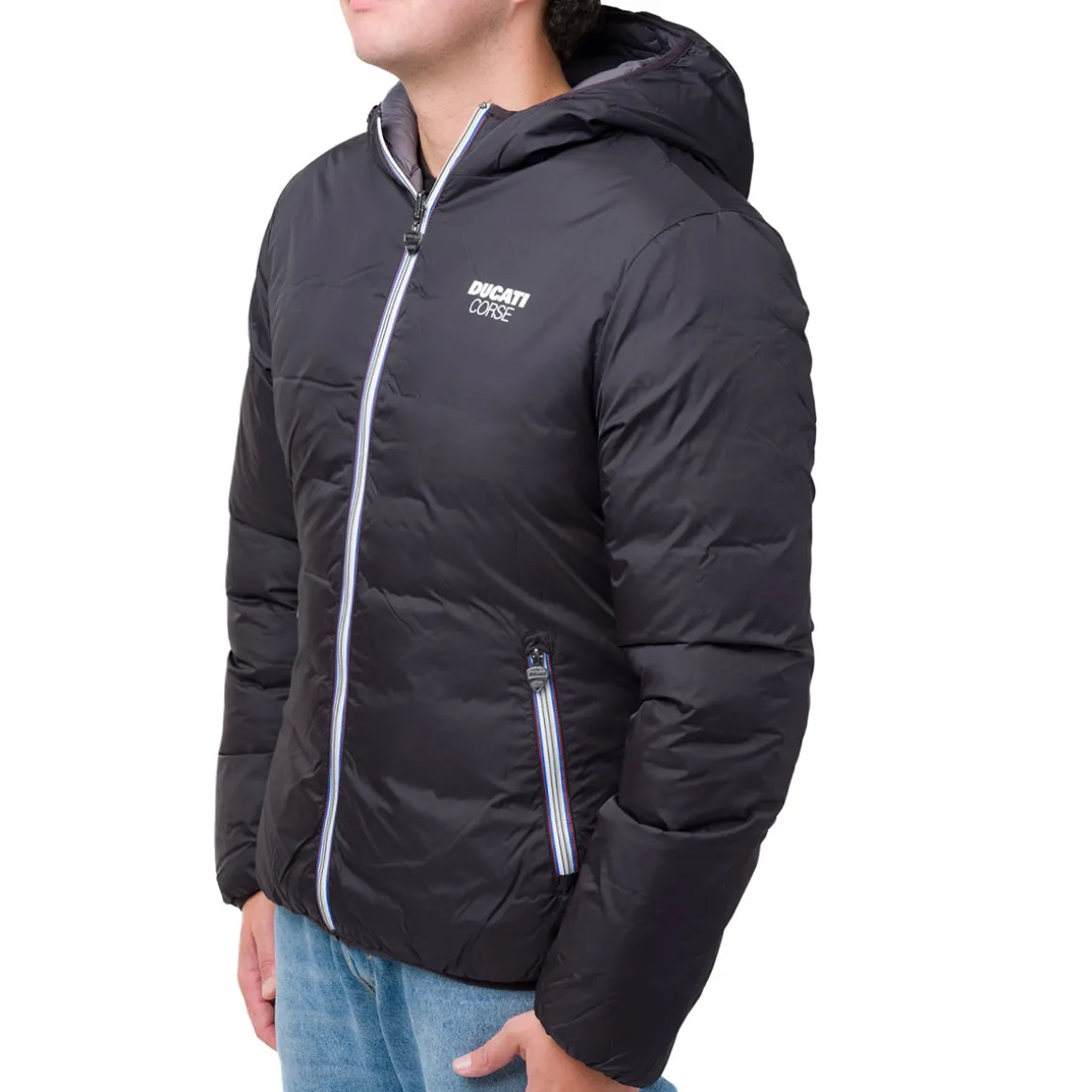 Giacca corta da uomo con design reversibile nero e grigio Ducati Corse