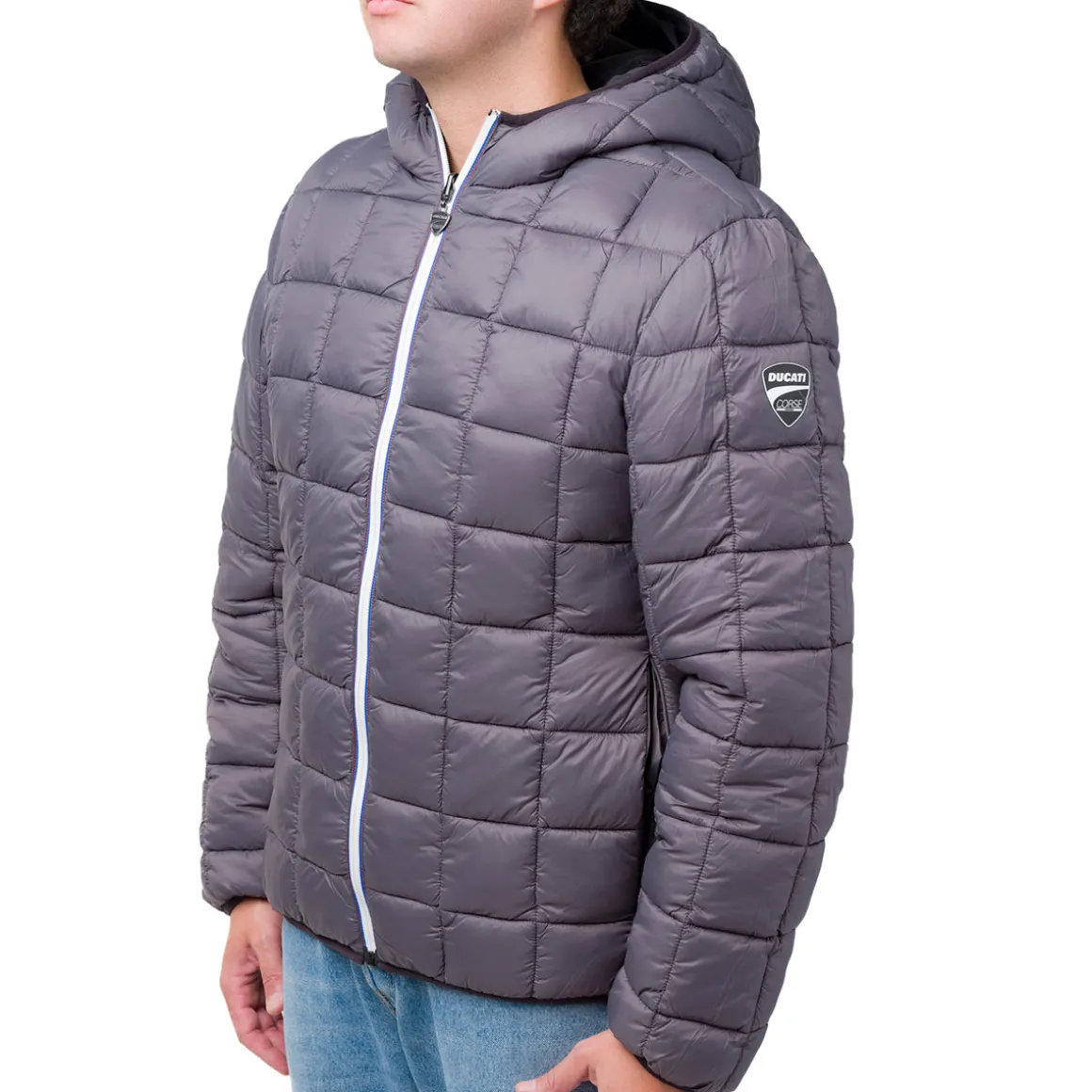 Giacca corta da uomo con design reversibile nero e grigio Ducati Corse