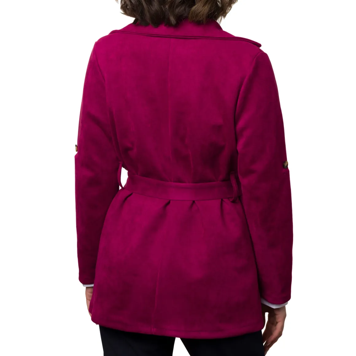 Giacca Trench da donna fucsia in tessuto effetto ciniglia Swish Jeans