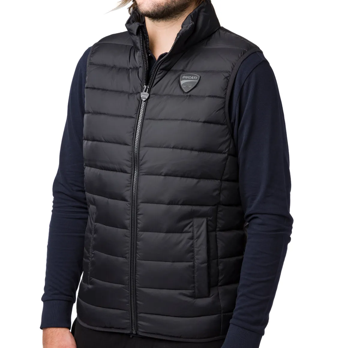 Gilet imbottito da uomo nero con logo Ducati Corse