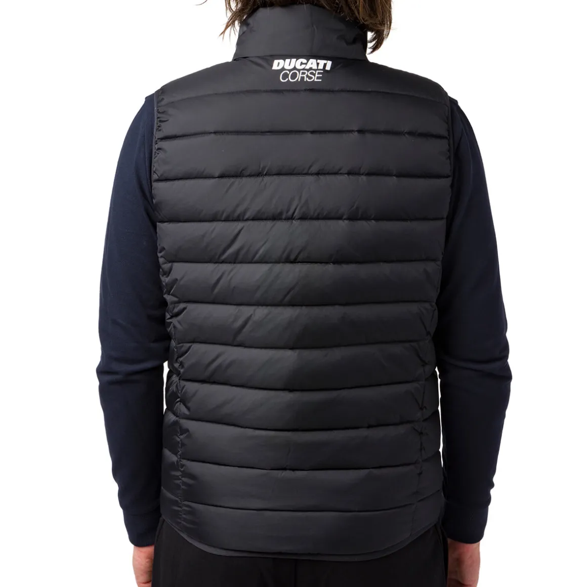 Gilet imbottito da uomo nero con logo Ducati Corse