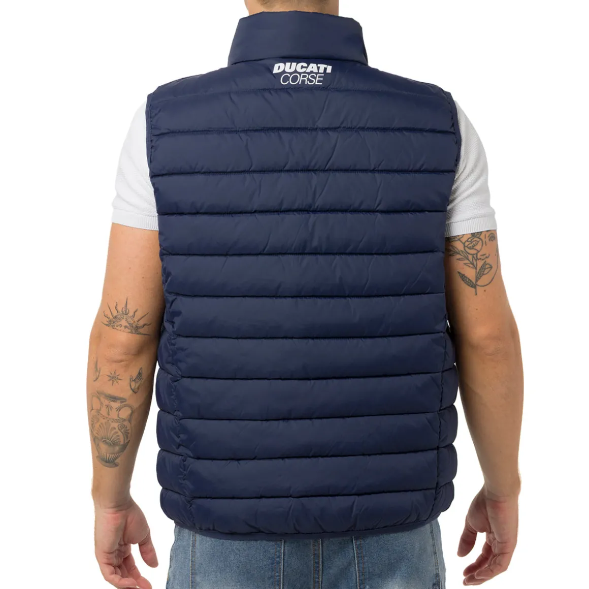 Gilet trapuntato blu da Uomo con logo Ducati Corse