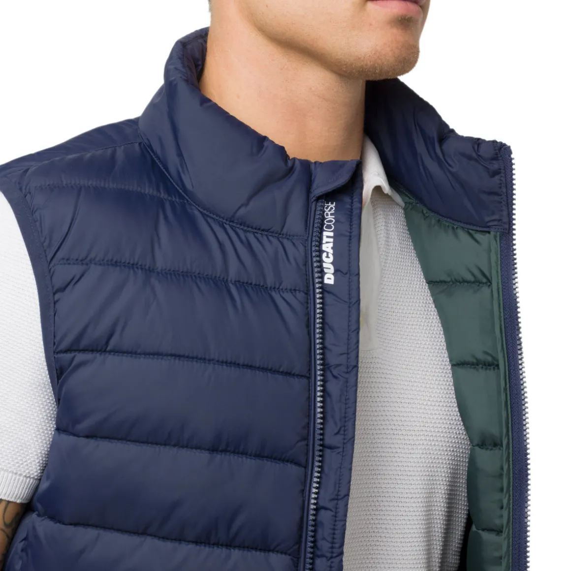 Gilet trapuntato blu da Uomo con logo Ducati Corse