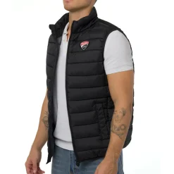 Gilet trapuntato nero da Uomo con logo Ducati Corse