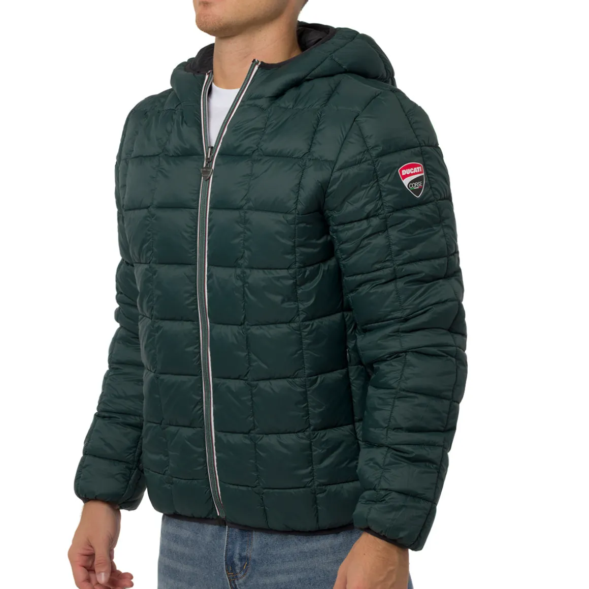Giubbotto Double-Face Uomo nero e verde con cappuccio Ducati Corse