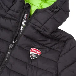 Giubbotto nero da Ragazzo con interno verde e logo Ducati Corse