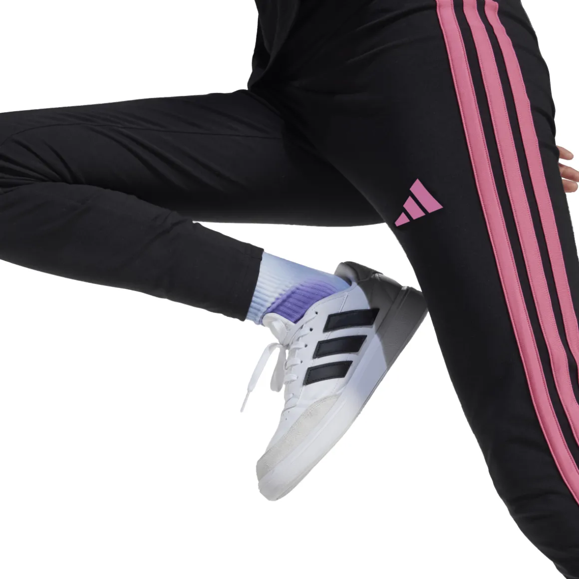 Leggings neri da Bambina con bande rosa adidas JG 3S LEG 230