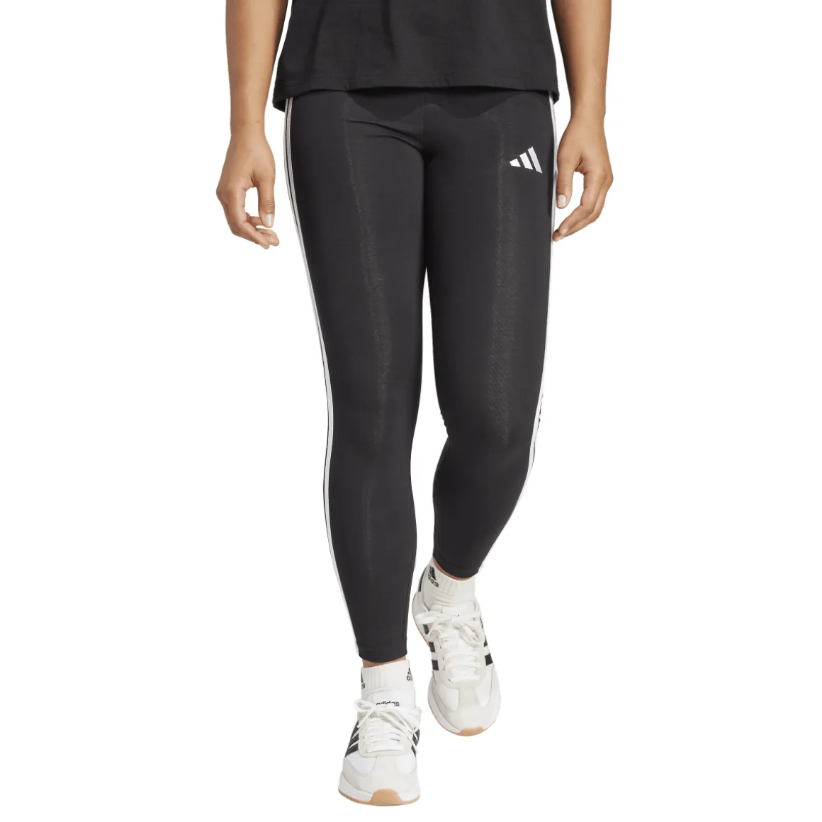 Leggings neri da Donna con bande laterali e logo sul lato adidas