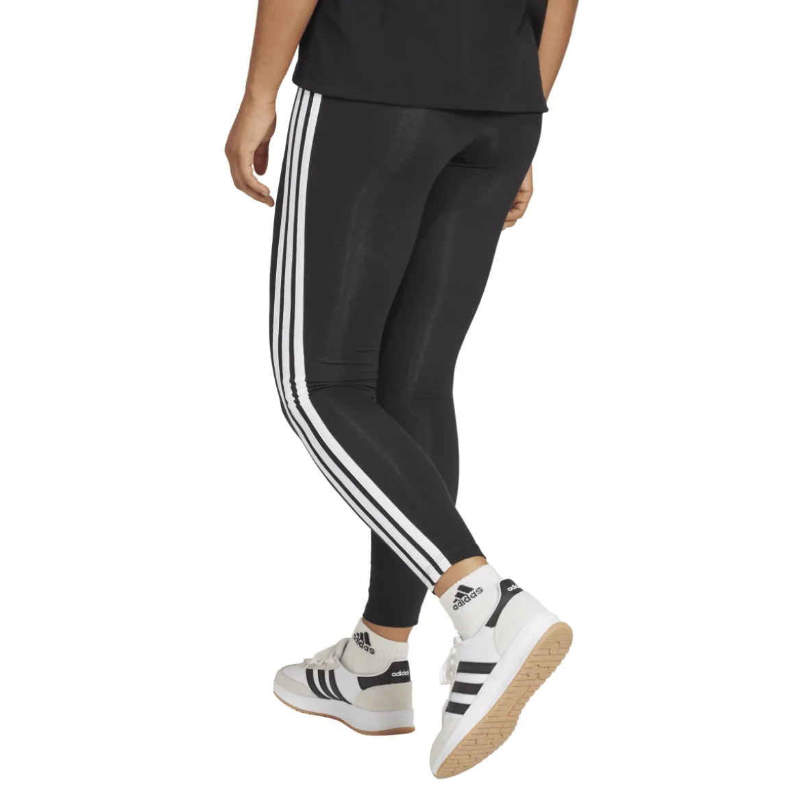 Leggings neri da Donna con bande laterali e logo sul lato adidas