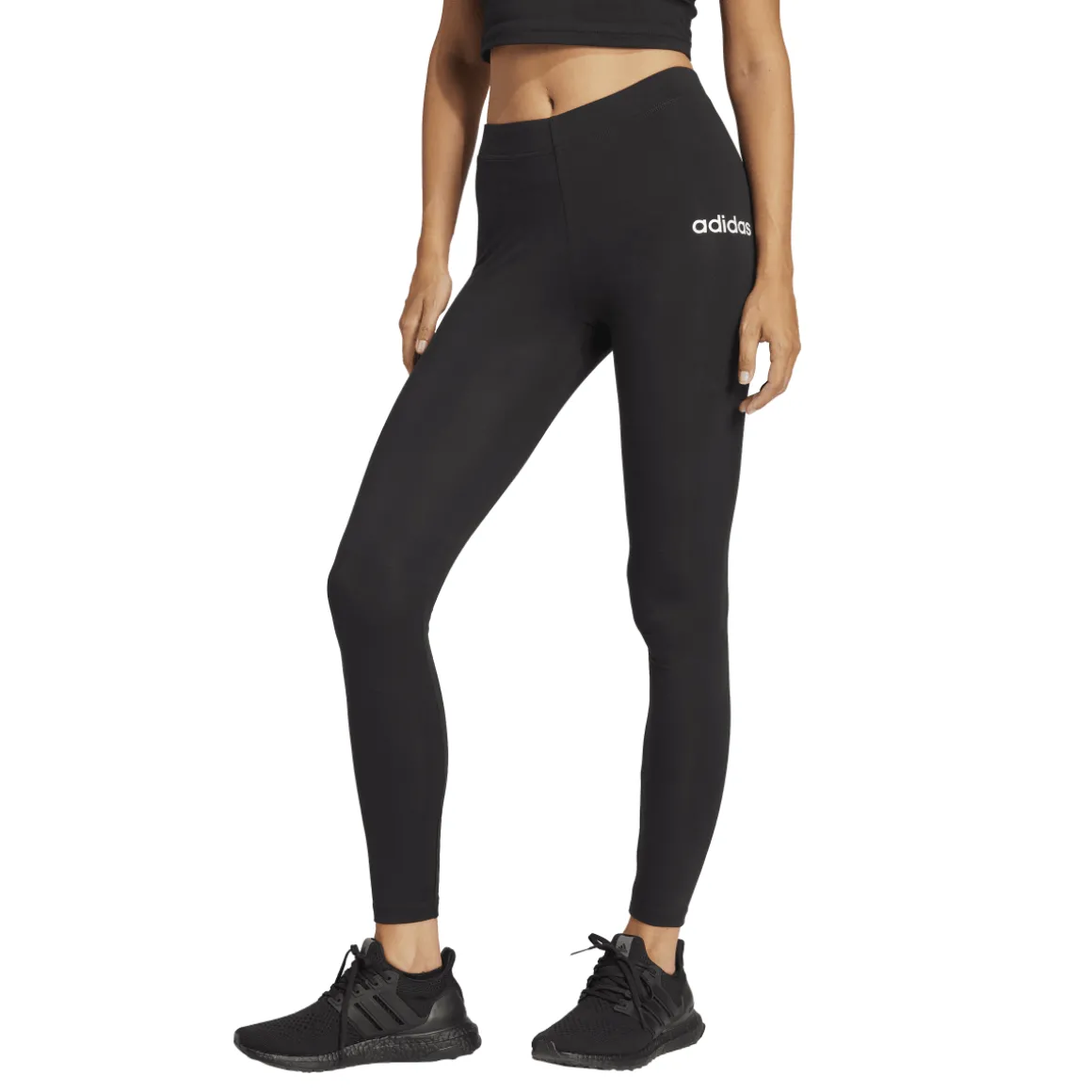 Leggins neri da Donna con logo sul lato frontale adidas