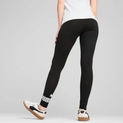 Leggins sportivi neri da donna in cotone con logo a contrasto Puma