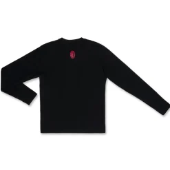 Maglia girocollo da uomo a maniche lunghe nere con dettaglio rosso Milan