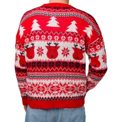 Maglione natalizio da uomo rosso con ricami fiocchi di neve e renne Swish Jeans