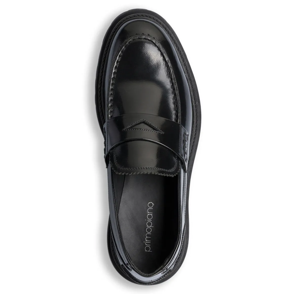 Mocassini chunky neri da Uomo in pelle effetto vernice Primopiano