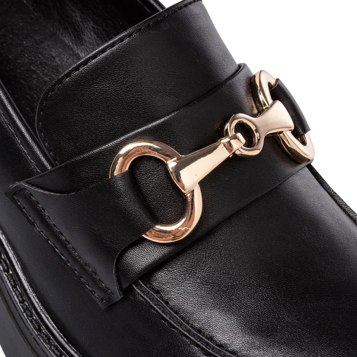 Mocassini chunky neri da Donna con fibbia e tacco Swish Jeans
