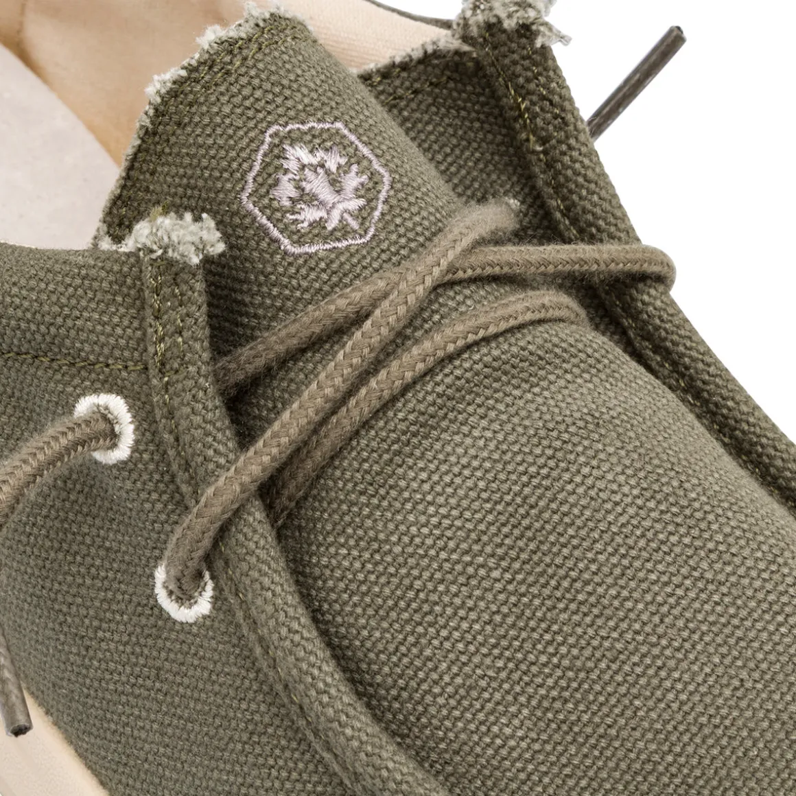 Mocassini d Uomo in tessuto verde militare con soletta in pelle Lumberjack