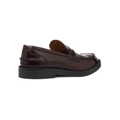 Mocassini eleganti da uomo rosso bordeaux scuro in pelle Primopiano