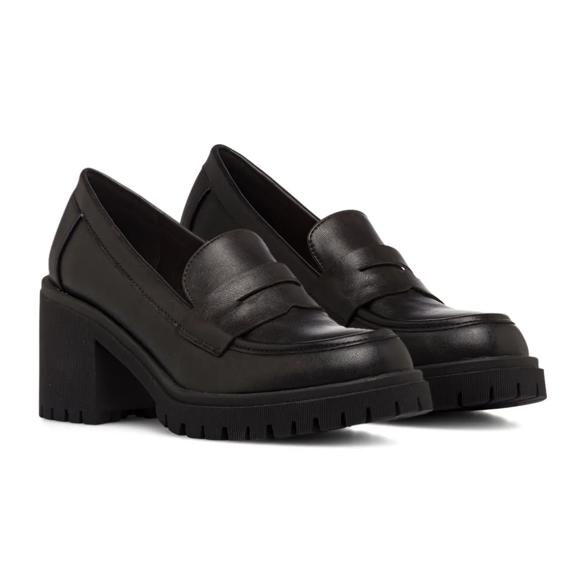 Mocassini loafer neri da Donna con tacco 5 cm Lora Ferres