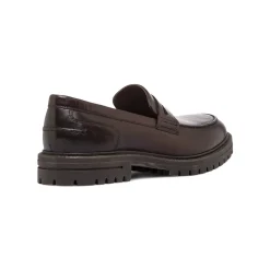 Mocassini Penny Loafer Marroni da Uomo in pelle Primopiano