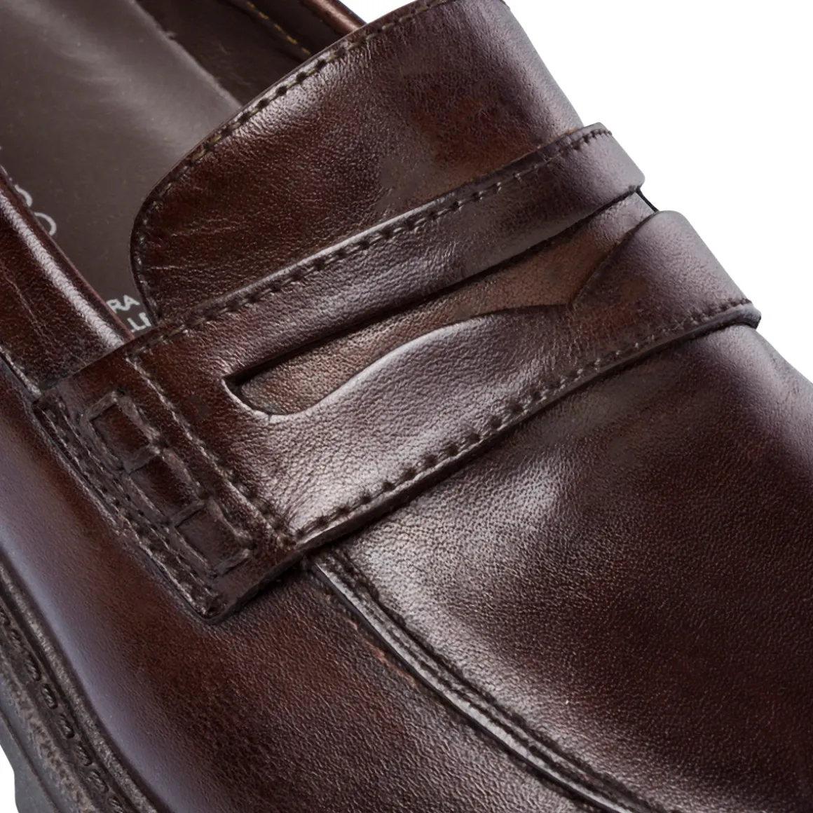 Mocassini Penny Loafer Marroni da Uomo in pelle Primopiano