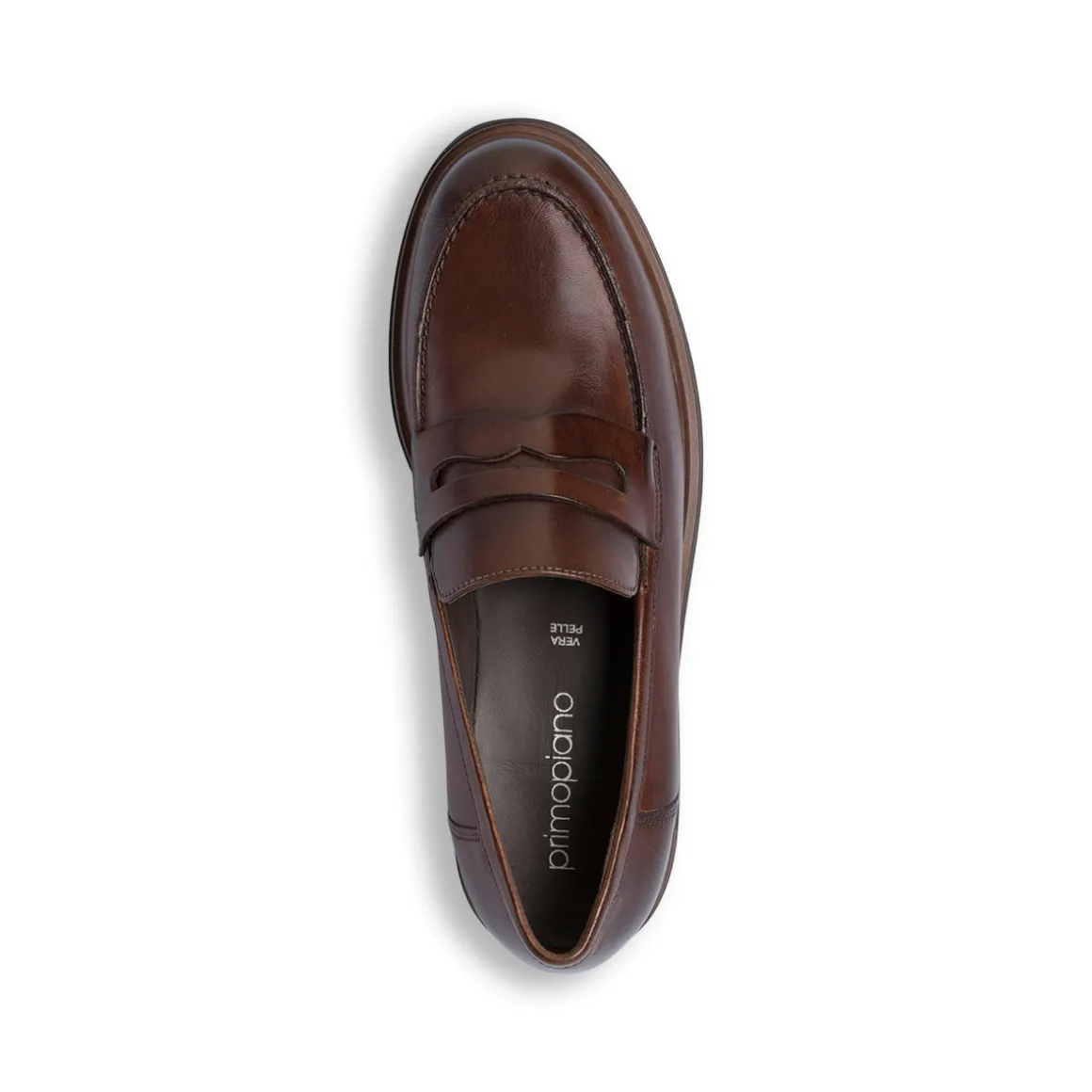 Mocassini Penny Loafer marroni da Donna in pelle Primopiano