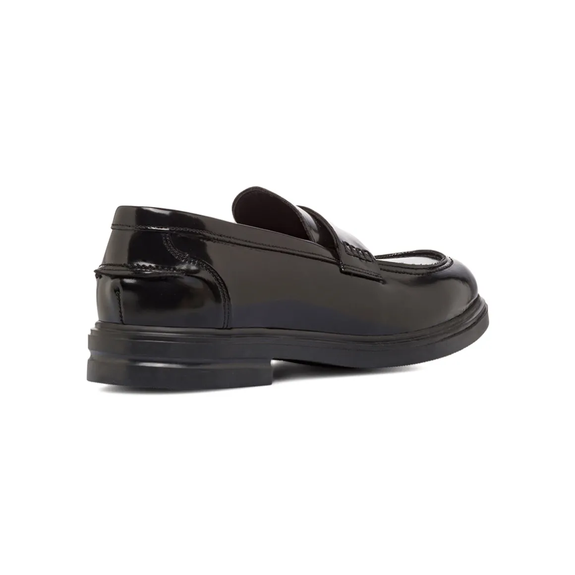 Mocassini Penny Loafer neri da Uomo in pelle lucida Primopiano