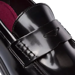 Mocassini Penny Loafer neri da Uomo in pelle lucida Primopiano