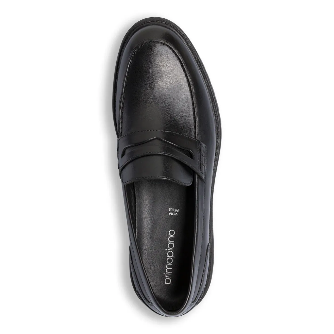 Mocassini Penny Loafer neri da Uomo in pelle Primopiano