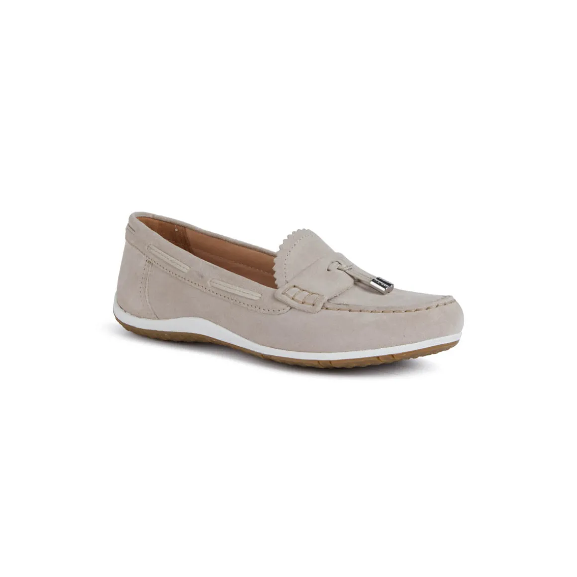 Mocassini taupe da Donna con nappine e suola traspirante Geox