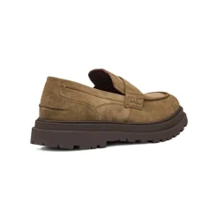 Mocassini taupe da Uomo in pelle effetto scamosciato Primopiano