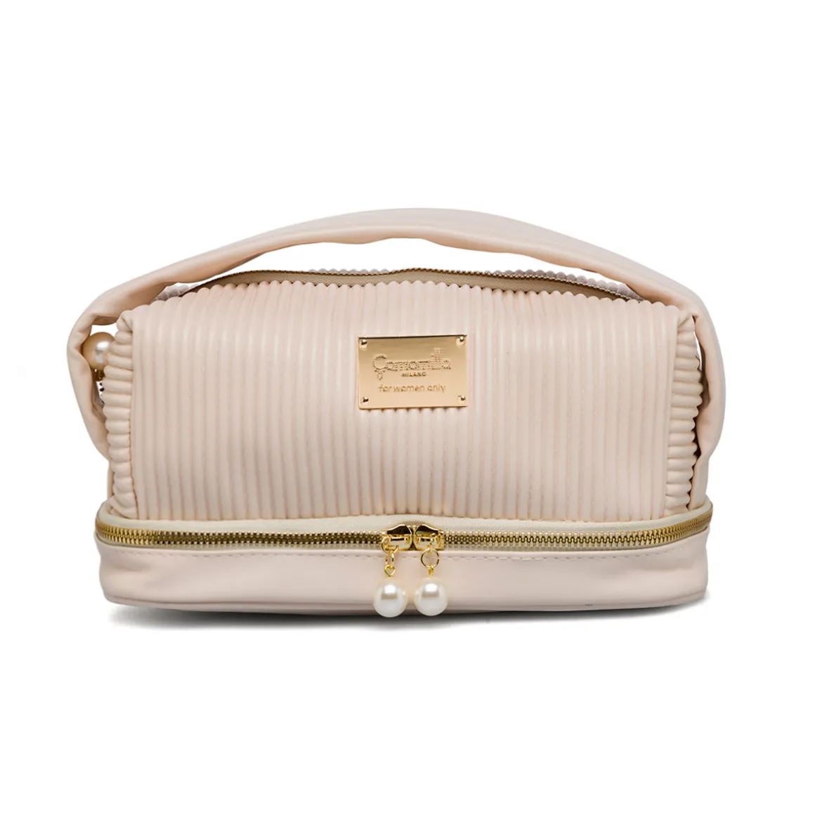 Necessaire bag bianco latte effetto plisse da donna Camomilla Milano