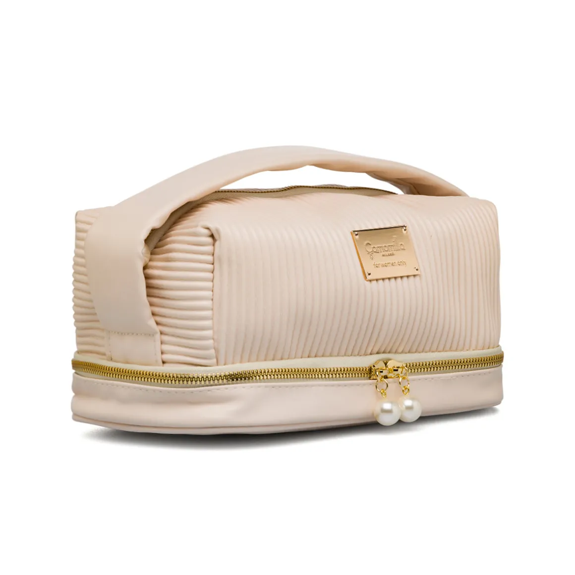 Necessaire bag bianco latte effetto plisse da donna Camomilla Milano