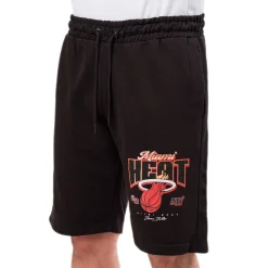 Pantaloncini shorts sportivi neri da Uomo con logo NBA Miami Heat