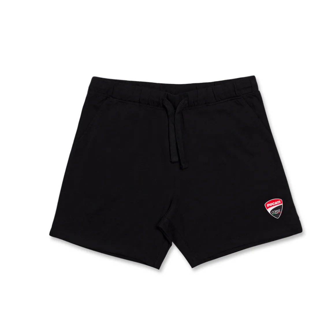 Pantaloni corti neri da bambino e ragazzo con logo Ducati Corse