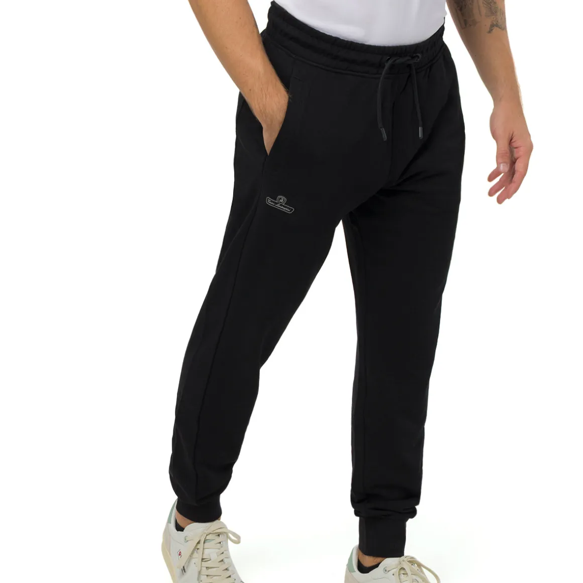 Pantaloni in felpa da Uomo neri con tasche e logo Tonino Lamborghini