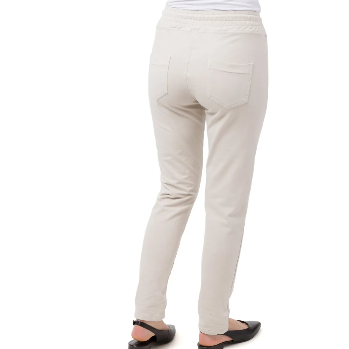 Pantaloni in felpa elasticizzati beige da Donna con tasche Swish Jeans