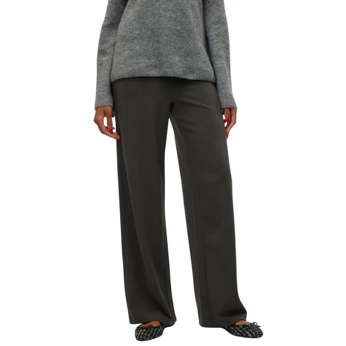 Pantaloni in tessuto morbido ampi grigio scuro da Donna Vero Moda