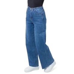 Pantaloni Jeans a palazzo elasticizzati a vita alta con logo nella tasca Swish Jeans